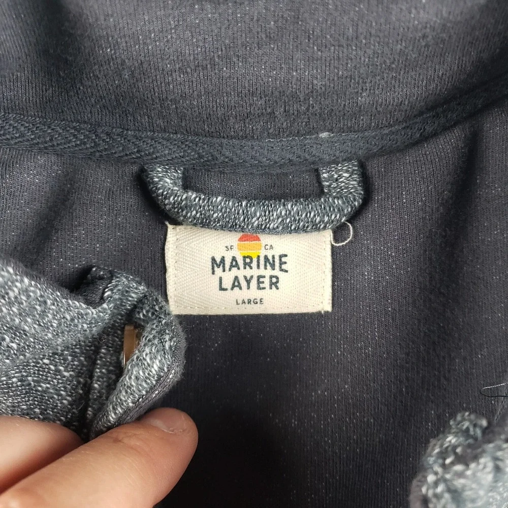 Marine Layer Sweater Mens Large Gray Blue Henley Clayton‎ Textured Mock Neck